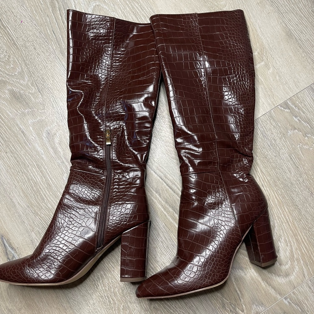 Faux leather croc boots
